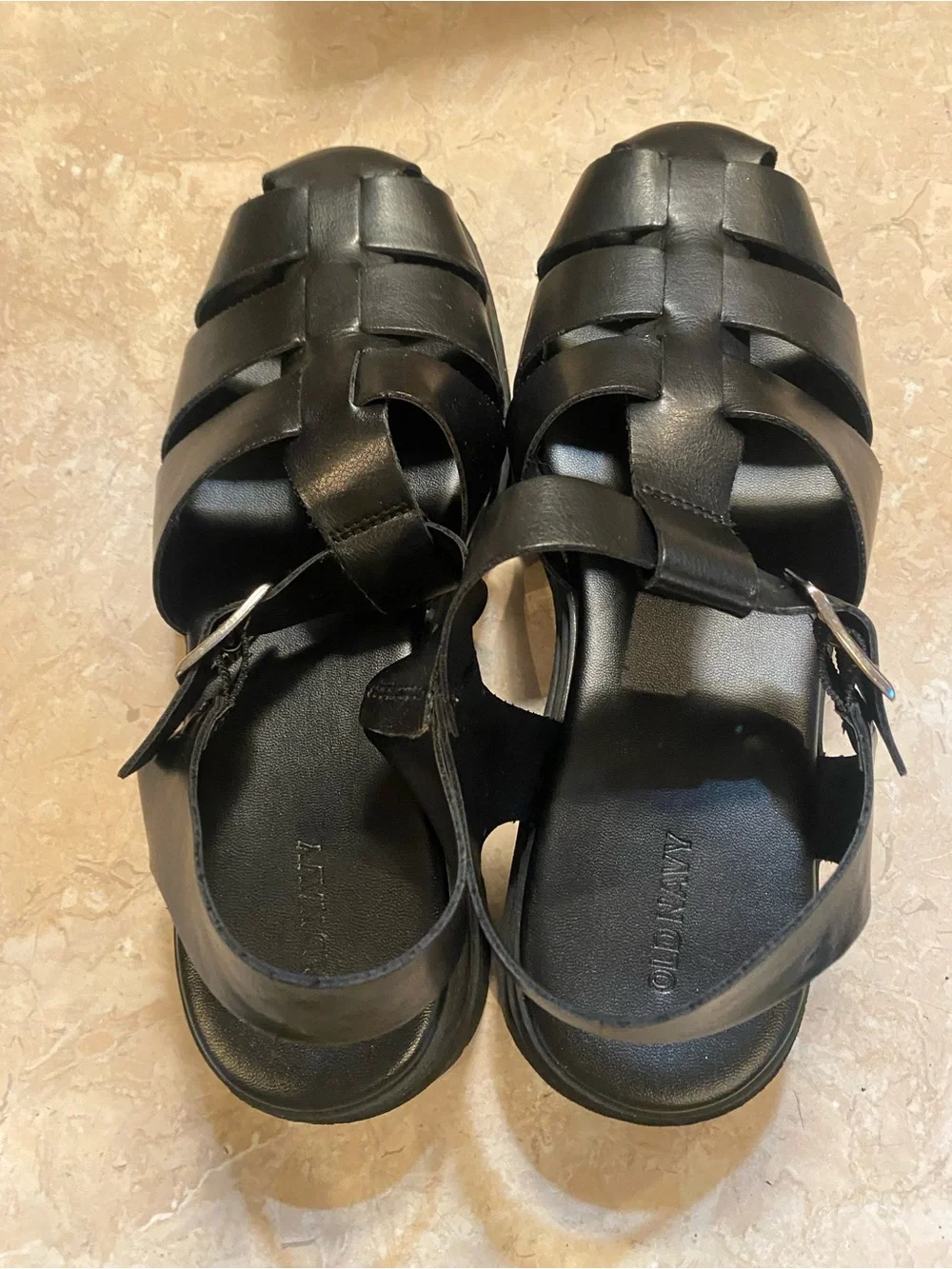 Old Navy Black Woven Slingback Sandals with Buckle